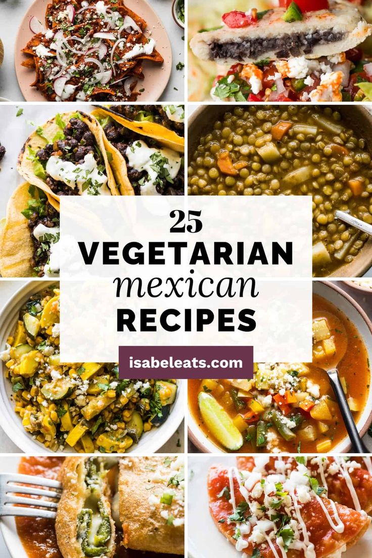 vegetarian mexican recipes with text overlay