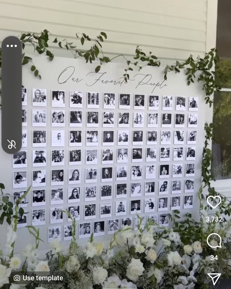 a photo collage with flowers and greenery on the side of a house in front of a window