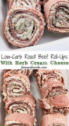 low carb roast beef roll - ups with herb cream cheese are an easy and delicious appetizer