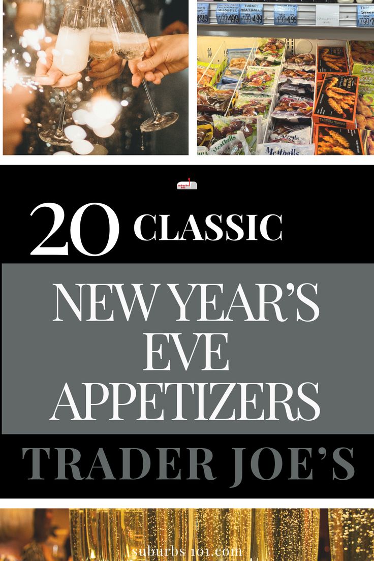 the cover of a book about new years eve appetizers trader joe's