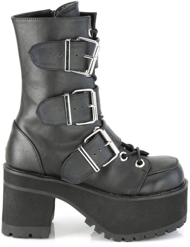 3 3/4" Heel, 2 1/4" Platform Lace-Up Ankle Boot, Side Zipper - Fit Guide: True To Size - Heel Specifications: 3 3/4" Heel, 2 1/4" Platform - Country of Origin: Imported - Brand: Demonia Gothic Platforms, Demonia Ranger, Hologram Shoes, Buckled Boots, Boots With Buckles, Demonia Boots, Alternative Shoes, Platform Combat Boots, Festival Shoes