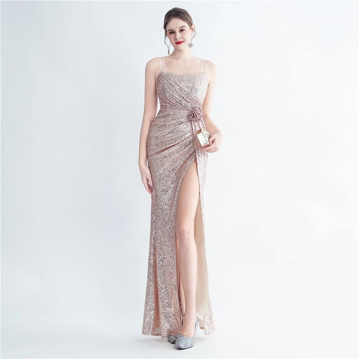 Sexy Women’s Strap Sequin Evening Maxi Dress Prom Dress Gold, Evening Maxi Dress, Party Maxi Dress, Sleeveless Dresses, Maxi Dress Evening, Maxi Dress Party, Strap Design, Long Prom Dress, Gold Dress