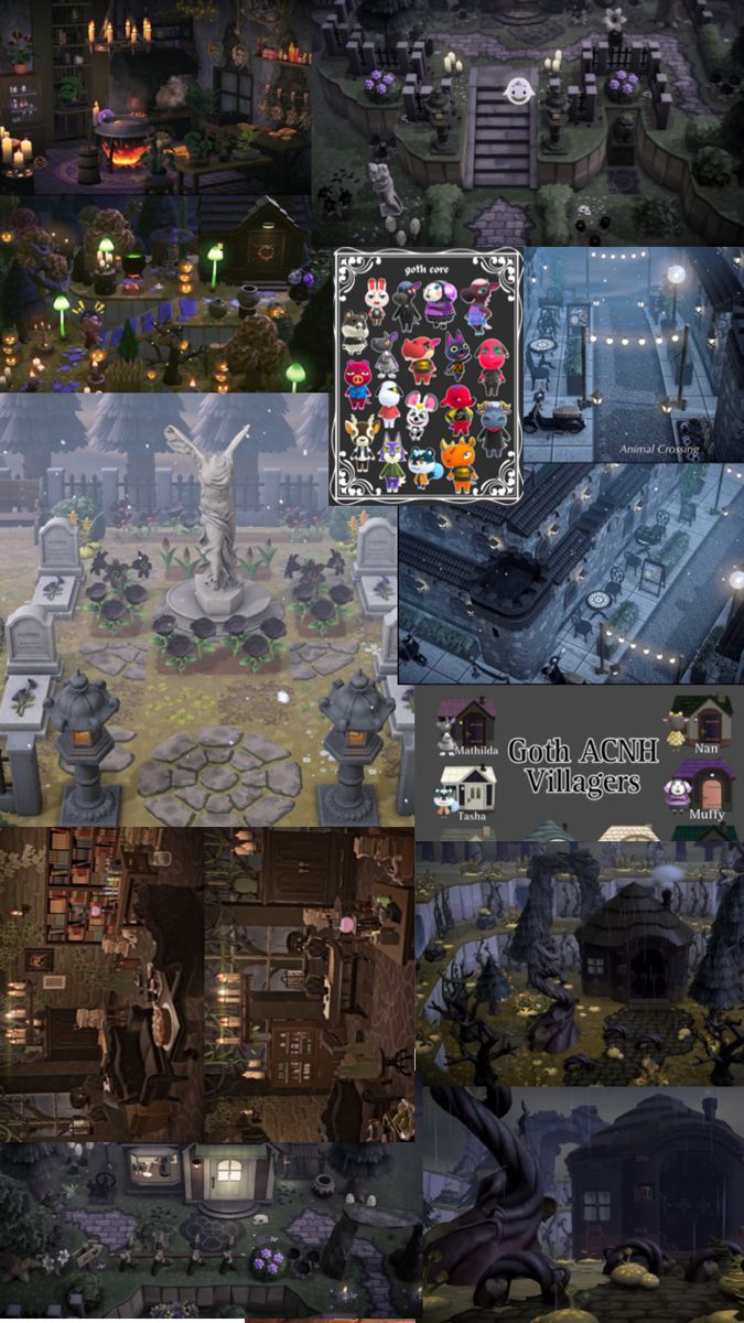 several different screens showing various locations in the game