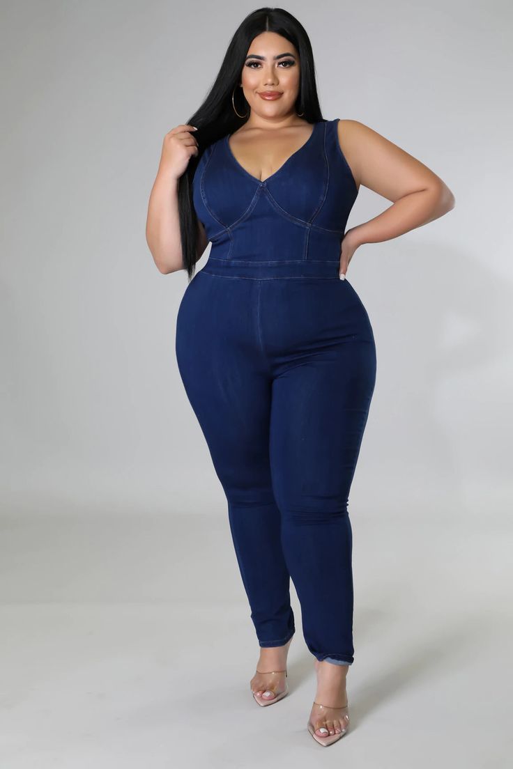 Stretch jumpsuit V neck Sleeveless Zipper closure 42% cotton 28% polyester 28% rayon 2% spandex Hand wash cold Stretch Cotton Denim Jumpsuit In Dark Wash, Stretch Dark Wash Jumpsuits And Rompers, Dark Wash Stretch Jumpsuits And Rompers, Sleeveless Stretch Denim Blue Jumpsuits And Rompers, Sleeveless Denim Blue Stretch Jumpsuit, Sleeveless Stretch Denim Jumpsuits And Rompers, Sleeveless Stretch Denim Jumpsuit, Fitted Denim Jumpsuit With V-neck, Fitted V-neck Denim Jumpsuit