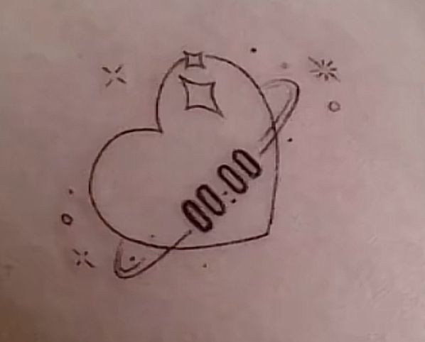 a drawing of a heart with the word 100 on it and an arrow in the middle