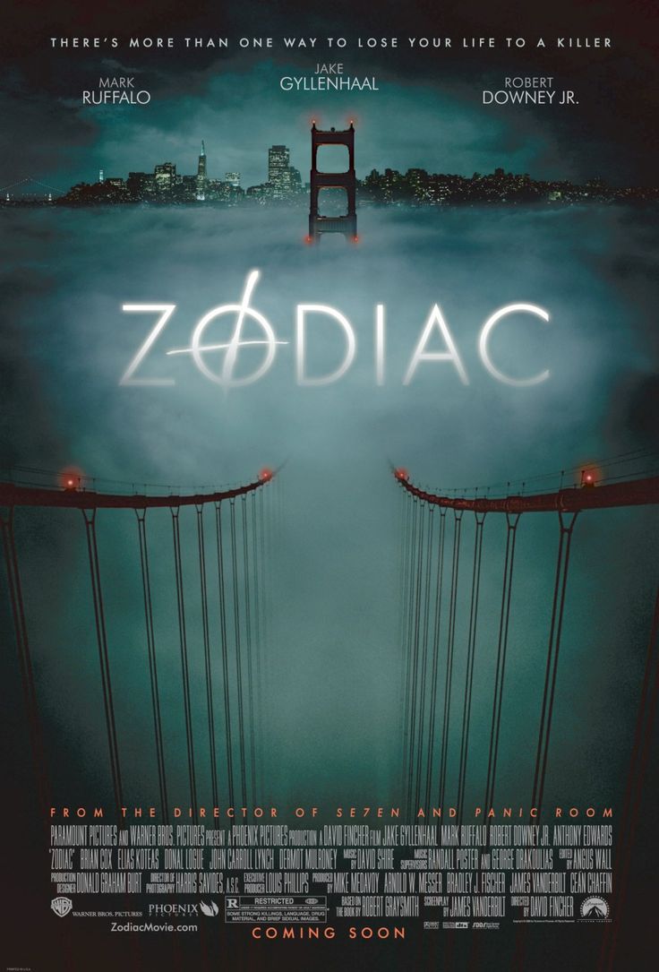 the movie poster for zodiac starring in english and chinese characters, with an image of a bridge