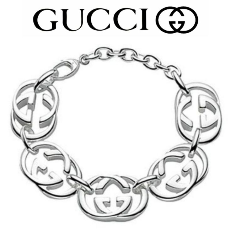 Amazing .925 Silver Chain Link Gucci Britt Bracelet! Hard To Find! Gorgeous Large Gg Links Go Around Your Wrist Perfectly Closing With A Chic Lobster Clasp. This Piece Is A Stunner And Definitely Makes A Statement. Full Info And Specs In Pics. Bracelet Cones With Complete Set Of Manual, Box And Cert Papers. A Matching Pair Of Gg Britt Hoop Earrings Are In A Separate Listing Luxury Gucci Silver Chain Jewelry, Gucci Silver Chain Jewelry As A Gift, Sterling Silver Jewelry With Silver-tone Logo, Modern Gucci Sterling Silver Jewelry, Gucci Sterling Silver Jewelry, Gucci Sterling Silver Jewelry With Polished Finish, Designer Sterling Silver Jewelry With Silver Chain, Gucci Sterling Silver Bracelet, Designer Sterling Silver Jewelry