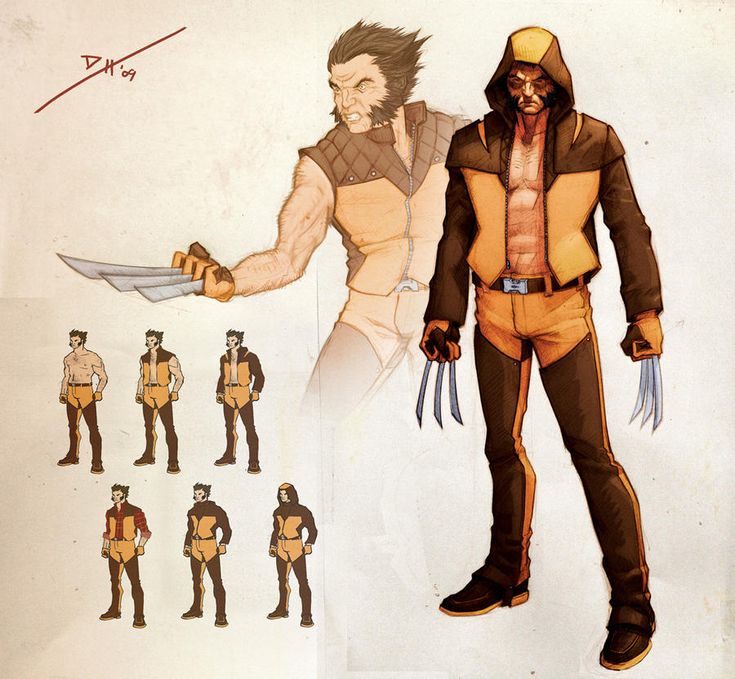 an image of a character sheet for wolverine the man with many arms and legs holding two knives