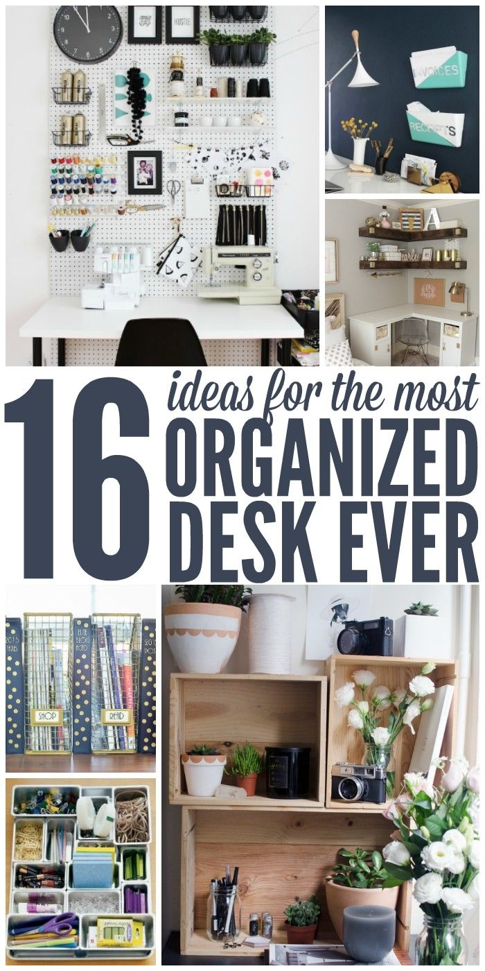 an organized desk with lots of items on it and the words, ideas for the most organized desk ever