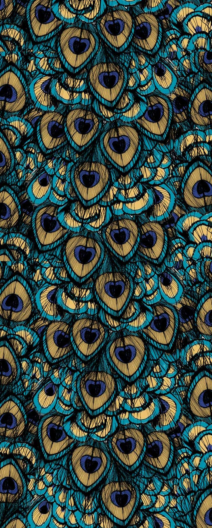 an image of peacock feathers with blue and yellow colors