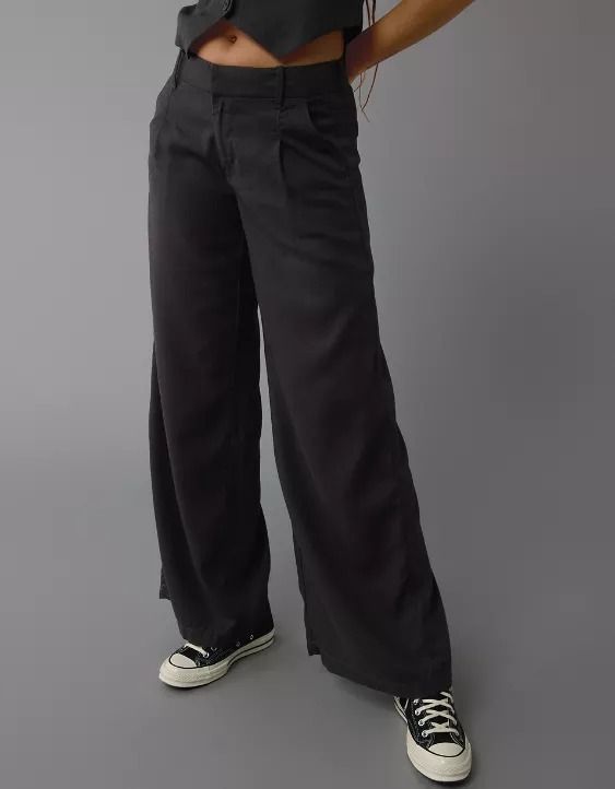 AE Linen-Blend Trouser Trendy Linen Wide Leg Pants For Spring, Versatile High Waist Linen Bottoms, Casual Linen Dress Pants, Trendy High-waisted Linen Pants, Trendy Linen Workwear Bottoms, Trendy Linen Bottoms For Workwear, Trendy Linen Pants For Spring, Trendy Linen Summer Pants, Trendy Wide Leg Linen Bottoms