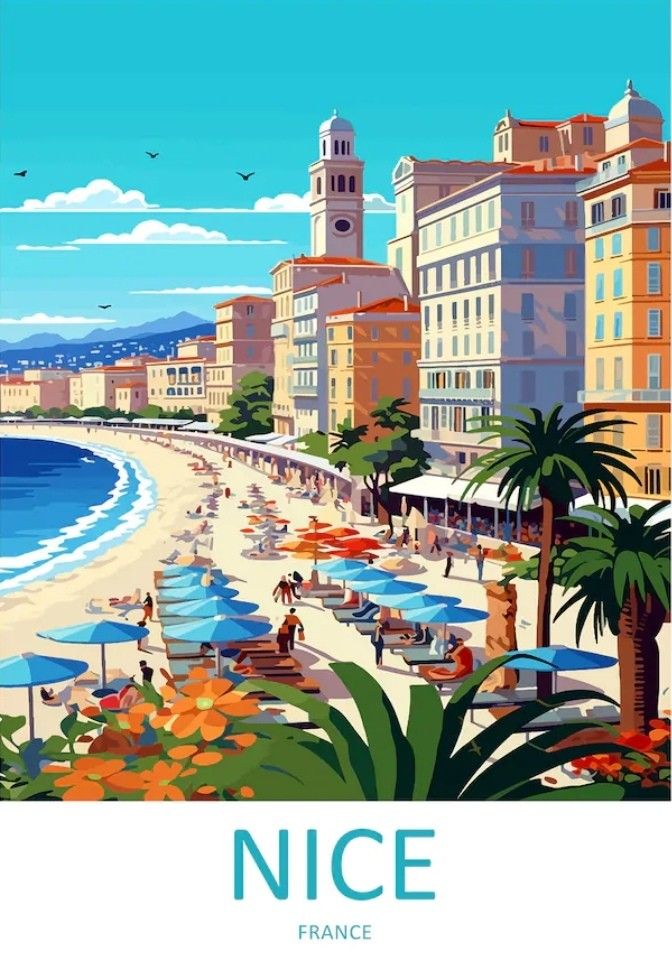 an image of nice france travel poster