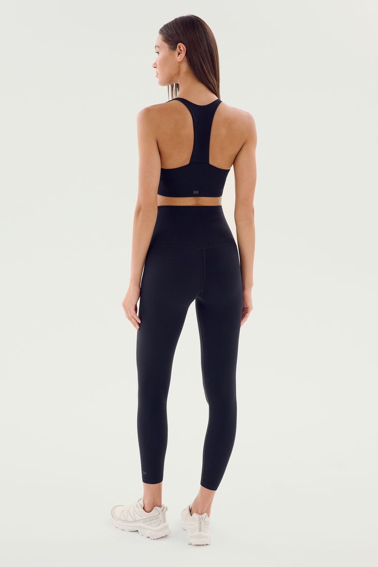 An all new extra waist version of our high waist Airweight legging engineered to fit every curve and flow with your workouts. Our ultra luxe Airweight fabric has a supremely soft hand and second skin comfort. BEST FOR: hot yoga, barre, Pilates.Model Stats:Height: 5’10”, Bust: 32", Waist: 23.5”, Hips: 34.5” Wearing size: Small Sleek Black Leggings With 4-way Stretch, Sleek Black 4-way Stretch Leggings, Sleek Gym Activewear With Moisture-wicking, Sleek High Stretch Activewear For Gym, Functional High Rise 4-way Stretch Yoga Pants, Sleek Compression Activewear For Workout, Sleek Compression Activewear For Training, Functional High Rise Yoga Pants With 4-way Stretch, Sleek Fitted Yoga Pants For Workout