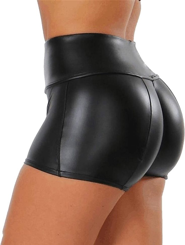 Tulucky Women's Flexible Club Faux Leather Shorts High Waisted Sexy Disco Short Hot Pants Short Cuir, Leather Shorts Women, Legging Court, Celana Fashion, Cargo Shorts Women, Womens High Waisted Shorts, Black High Waist, Mini Short, Mini Shorts