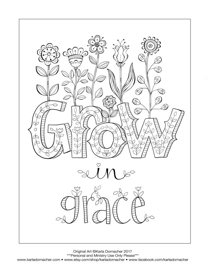 an adult coloring page with the words grow in place and flowers on it, as well as