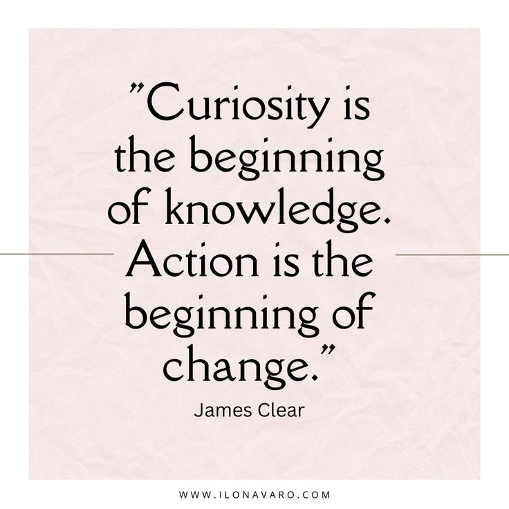 a quote from james clear on curiosity is the beginning of knowledge, action is the beginning of change