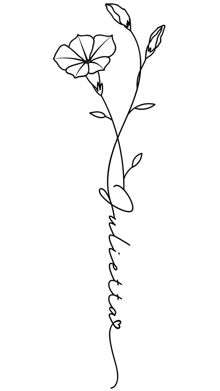 a drawing of a flower with the word love written in cursive writing on it