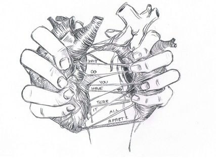 a drawing of a human heart with several different parts attached to it's sides