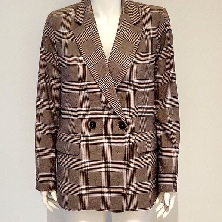 Beautiful Plaid Pattern Double Breast Blazer From H&M. Nwot, Never Worned And In Excellent Condition H&m Winter Office Blazer, H&m Fall Blazer For Office, H&m Blazer For Office In Fall, H&m Blazer For Office Wear In Fall, Classic H&m Blazer For Fall, H&m Fall Office Blazer, Tailored Fall Outerwear From H&m, H&m Tailored Fall Outerwear, Tailored H&m Fall Outerwear