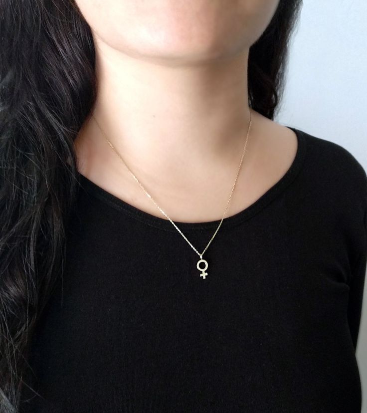 14K 9K Female Symbol Necklace, Feminist Necklace, Solid Gold Charm necklace, Girl Power, Dainty rose gold necklace, Gift Women, Venus gold necklace, Feminism Necklace, Rose Gold Necklace, Yellow Gold Necklace, Venus symbol necklace, FREE EXPRESS SHIPPING A delicate 14K or 9K solid gold necklace with a female symbol charm. 'Be a girl with a mind, be a women with attitude and a lady with class.' ;) ------------------------------------------- D E T A I L S 14K Solid Gold or 9K Solid Gold Venus symb Dainty Rose Gold Necklace, Feminist Necklace, Venus Symbol, Solid Gold Charms, Dainty Rose, Female Symbol, Symbol Necklace, Solid Gold Necklace, Gold Charm Necklace