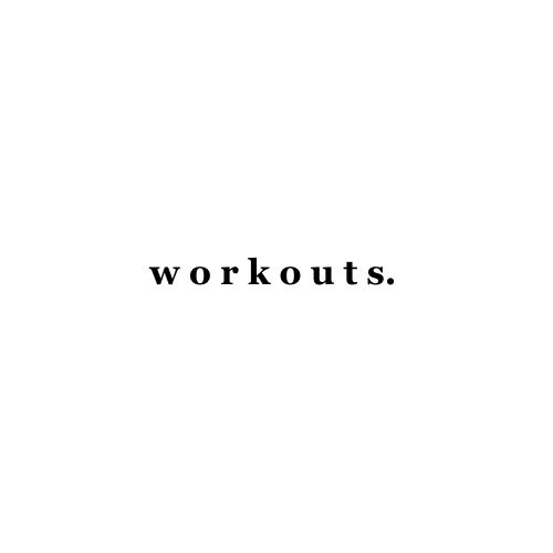 the words workouts are written in black on a white background