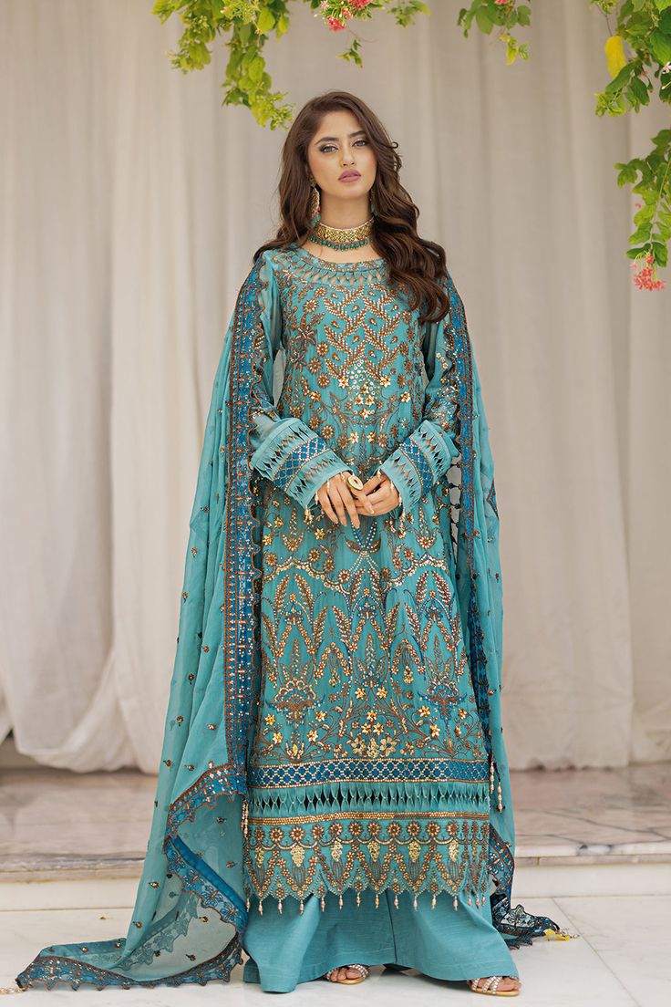 Emaan Adeel Anaya Ishq Aatish Organza Suits, Pakistani Designer Clothes, Pakistani Style, Readymade Saree, Chiffon Collection, Embroidered Sleeves, Embroidered Dupatta, Silk Trousers, Pakistani Designers