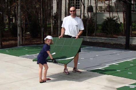 Diy Sport Court, Pickleball Court Backyard Diy, Driveway Pickleball Court, Pickle Ball Court Backyard Diy, Backyard Pickleball Court Ideas, Pickleball Backyard, Diy Pickleball Court, Pickle Ball Court Backyard, Pickleball Court Backyard