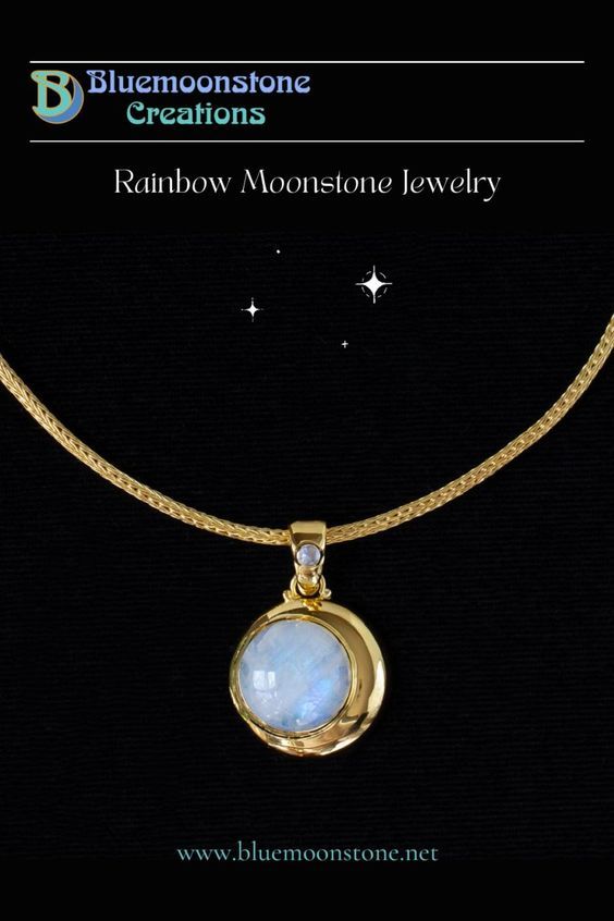 Rainbow Moonstone jewelry handcrafted in 18K Gold Vermeil by Bluemoonstone Creations. Visit our website to see our full collection of fine handcrafted jewelry! Celestial Moonstone Jewelry In Yellow Gold, Celestial Moonstone Yellow Gold Jewelry, Gold Moonstone Jewelry With Moon Phase, Gold Moon Shaped Gemstone Necklace, Yellow Gold Moonstone Jewelry In Moon Shape, Gold Moonstone Round Necklaces, Celestial Gold Necklace With Moonstone, Round Gold Moonstone Necklaces, Crescent Moonstone Gold Jewelry