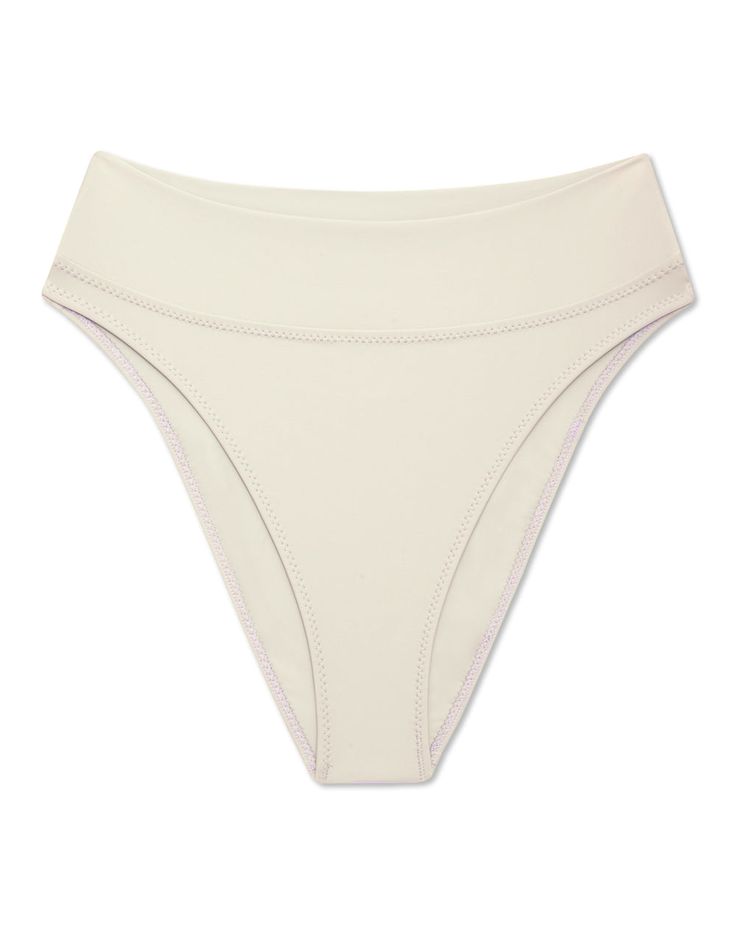 High Kick Brief in Crema – Galamaar High Rise Seamless Summer Bottoms, Chic High Waist Seamless Swimwear, White Bottoms With Contoured Waistband For Summer, Summer White Bottoms With Contoured Waistband, High-cut Leg Swimwear, Solid Summer Bottoms With Smoothing Details, Solid Smoothing Bottoms For Summer, Trendy High Waist Bottoms For Pool, Solid Color Summer Bottoms With Smoothing