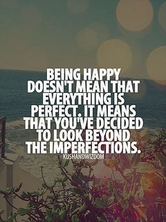 a quote on being happy doesn't mean that everything is perfect it means that you've decided to look beyond the imperfects