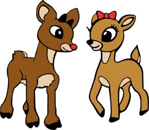 two cartoon deer standing next to each other