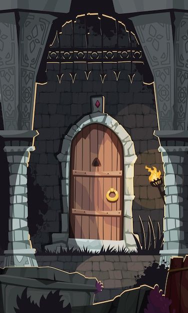 an image of a cartoon castle with a door