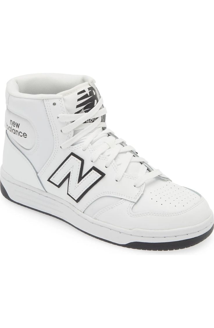 New Balance Gender Inclusive 480 High Top Sneaker | Nordstromrack High-top Sneakers With Embossed Logo, New Balance Sneakers With Embossed Logo And Round Toe, High-top Sneakers With Embossed Logo For Streetwear, New Balance Sneakers With Perforated Toe Box For Streetwear, New Balance High-top Sneakers With Embossed Logo, Sports Sneakers With Embossed Logo And White Sole, White Basketball Shoes With Embossed Logo And Round Toe, White Basketball Shoes With Embossed Logo, White High-top Sneakers With Embossed Logo