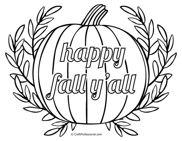 a happy autumn pumpkin with leaves around it and the words happy fall in black ink