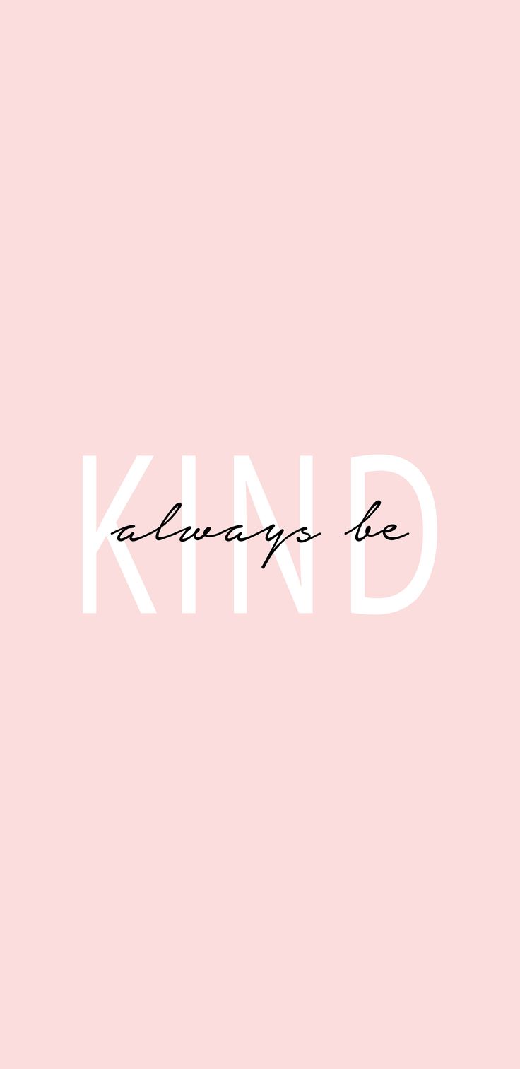 the word kind is written in white on a pink background