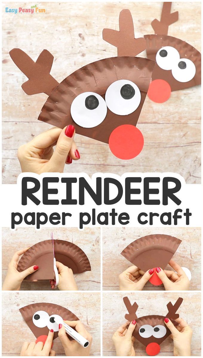 reindeer paper plate craft for kids to make