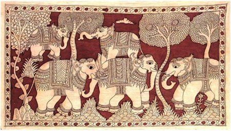 Kalamkari Elephant, Kalamkari Design, Abs Art, Kalamkari Art, Mysore Painting, Kalamkari Print, Cotton Painting, Ancient Indian Art, Kalamkari Designs