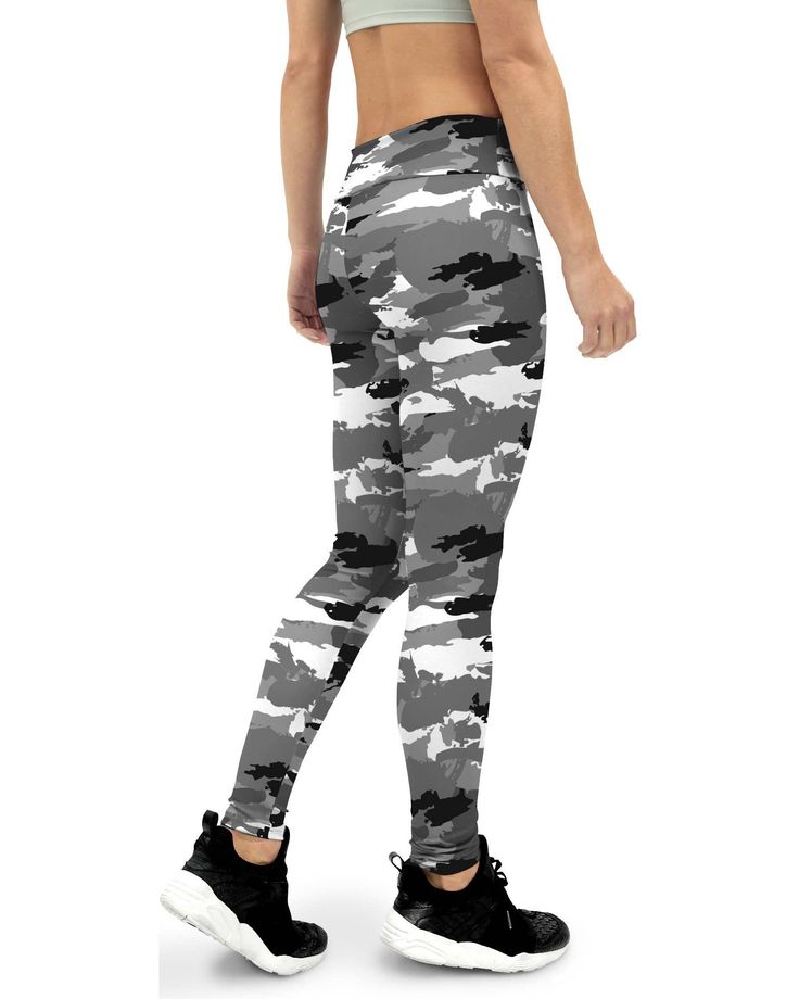 Black, white and grey in a classic camouflage print. The Gearbunch Black & White Camo Yoga Pants have a body-flattering fit that will make you feel super comfortable even during the most intense workouts. They come with a high waistband and are made from super soft stretchy fabric. Be Happy, Be Bright, Be You with Gearbunch Black And White Camo, Gym Wear For Women, Printed Yoga Pants, Black Yoga Pants, White Camo, Camouflage Print, Yoga Shorts, Intense Workout, Black And White Colour