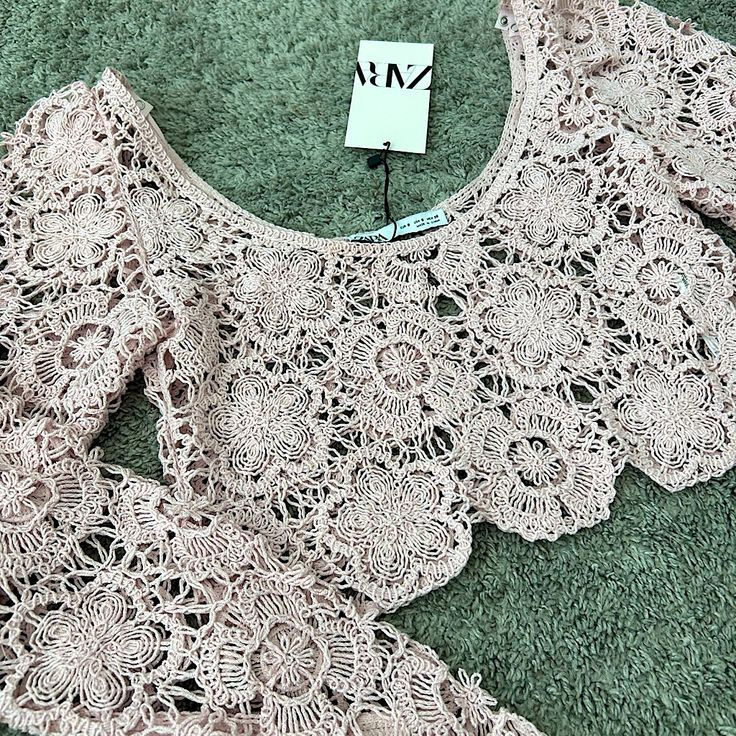 Brand New, Tags Attached Light Pink Crochet Crop Top Crop Long Sleeve, Pink Crochet, Crochet Crop, Crochet Crop Top, Zara Tops, Light Pink, Crop Top, Zara, Womens Tops