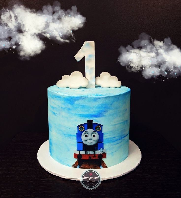 Thomas The Train Smash Cake, Thomas Train Cake, Thomas Cakes, Thomas Birthday, Cloud Cake, Themed 1st Birthday, Train Cake, Edible Image Cake, 1st Birthday Cake