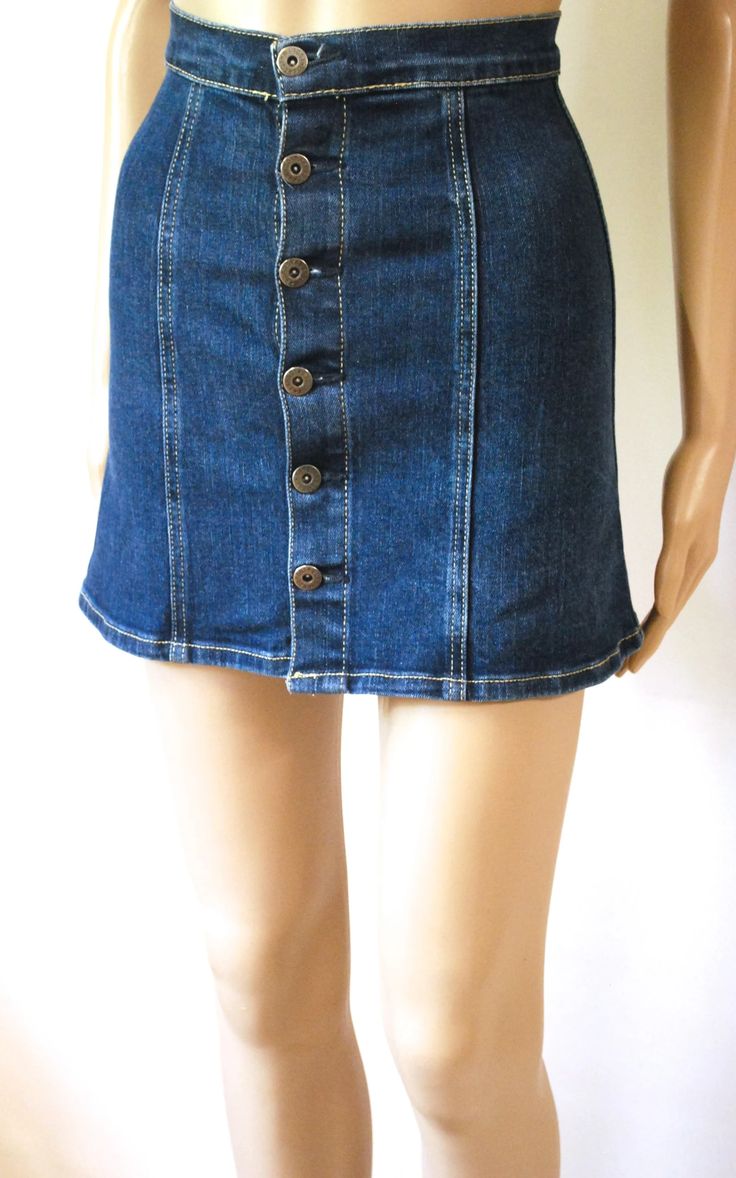 90s Grunge High Waist Denim Mini Skirt Vintage Short Length - Etsy Short Length Jeans, Mini Skirt Vintage, High Waist Denim, Vintage Short, Alt Fashion, Skirt Vintage, 90s Grunge, Jeans Button, Vintage Shorts