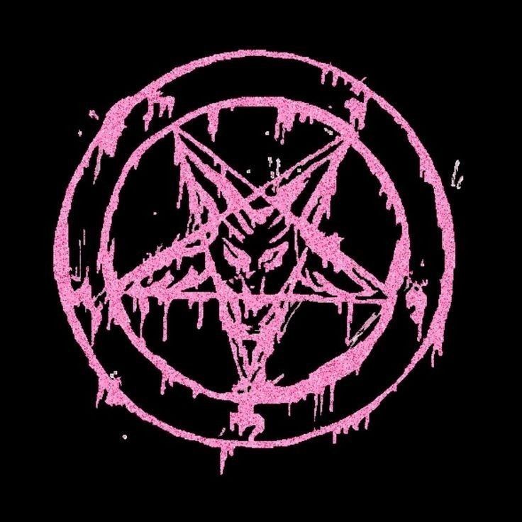 a pentagramil with pink ink splatters on it