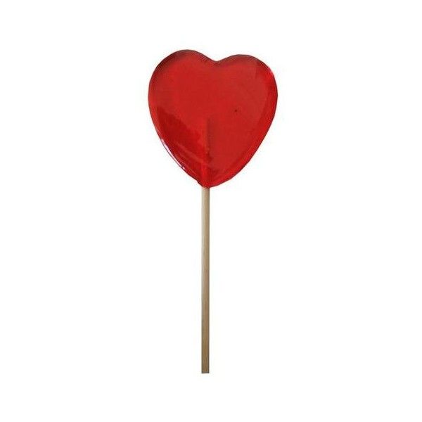 a red heart shaped lollipop on a stick