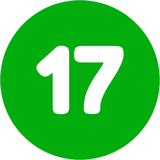 the number seventy seven in a green circle