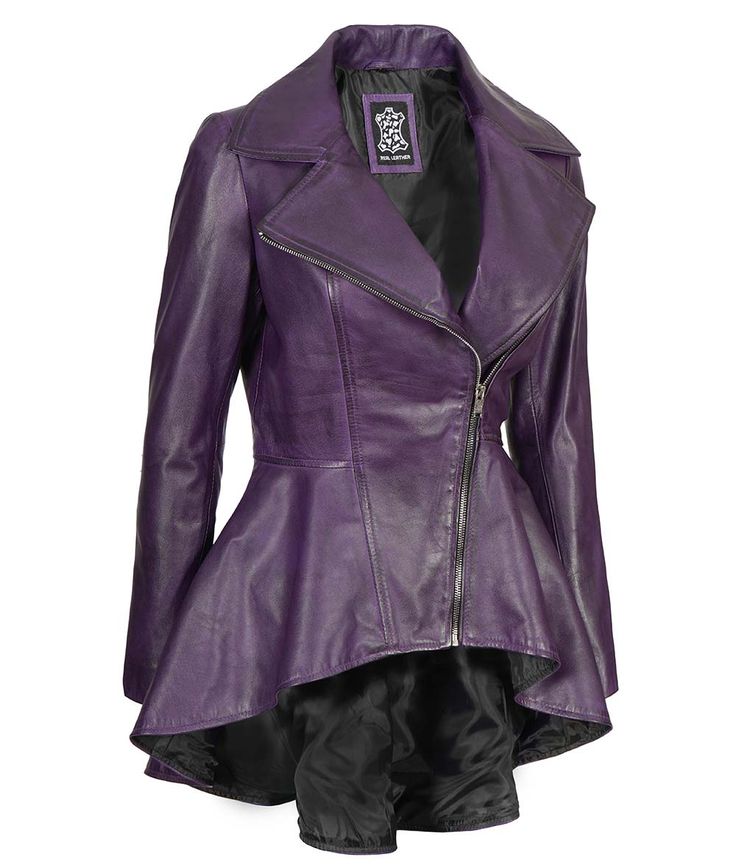 Purple Peplum Leather Jacket for Women
Are you a fashionable women looking for the stylish leather jacket? This charming peplum style jacket will make you stand out in the crowd in no time! Crafted from buttery soft real lambskin leather, this jacket combines luxury with functionality. It features an asymmetrical zip closure, a wide lapel collar, and an interior pocket to keep your essentials secure. Elevate your wardrobe with this trendy and elegant leather jacket!

 

 

FAQs Elegant Leather Jacket, Peplum Leather Jacket, Asymmetrical Leather Jacket, Purple Leather Jacket, Stylish Leather Jacket, Distressed Leather Jacket, Tan Leather Jackets, Leather Peplum, Frock Style