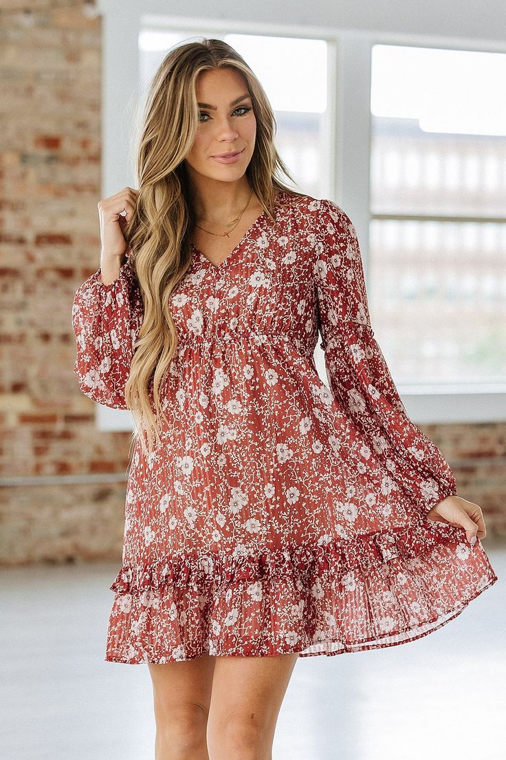 Experience effortless bohemian style with our Karen Boho Mini Dress! This stunning dress features a flowy silhouette and intricate embroidered details, perfect for any occasion. With its lightweight fabric and comfortable fit, you'll feel free and stylish all day long. Elevate your wardrobe with the Karen Boho Mini Dress now! Model Info: Models are 5'7", Size 2, wearing smalls Material: 100% polyester Size Chart (INCH) Sizes Bust Waist Hem_Width Shoulder Sleeve_Length Length Relax Relax Relax Relax Relax Relax S 37.8 25.6 52.5 14.4 23.8 33.9 M 40.2 27.6 55.1 15.0 24.2 34.6 L 42.5 29.5 57.7 15.6 24.6 35.4 XL 45.7 32.3 61.1 16.4 25.0 36.2 Elasticity None Flowy V-neck Floral Dress For Fall, Casual V-neck Peasant Dress For Spring, Fitted Bohemian Floral Chiffon Dress, Fitted Bohemian Chiffon Floral Dress, Flowy Rayon Boho Dress With V-neck, Flowy Floral Print Boho Dress With V-neck, Bohemian Flowy Chiffon Floral Dress, Bohemian Dress With Flowy Skirt And Long Sleeves, Bohemian Chiffon Dress With Floral Print