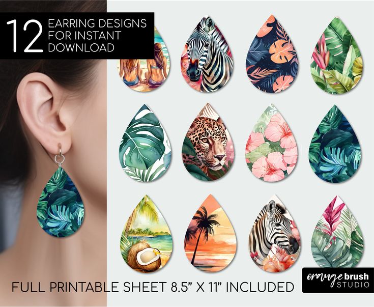 Summer Tear Drop Earrings Bundle Digital Download https://etsy.me/3BRgP8F Tropical Palm Leaves, Tear Drop Earrings, Beach Earrings, Earring Designs, Vibrant Flowers, Earring Bundle, Tropical Palm, Vibrant Flower, Tear Drop