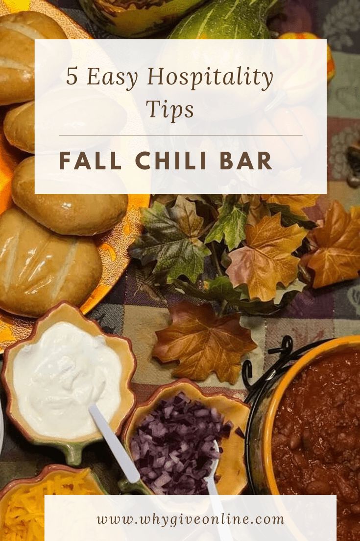 fall chilli bar with text overlay that reads, 5 easy hospitality tips