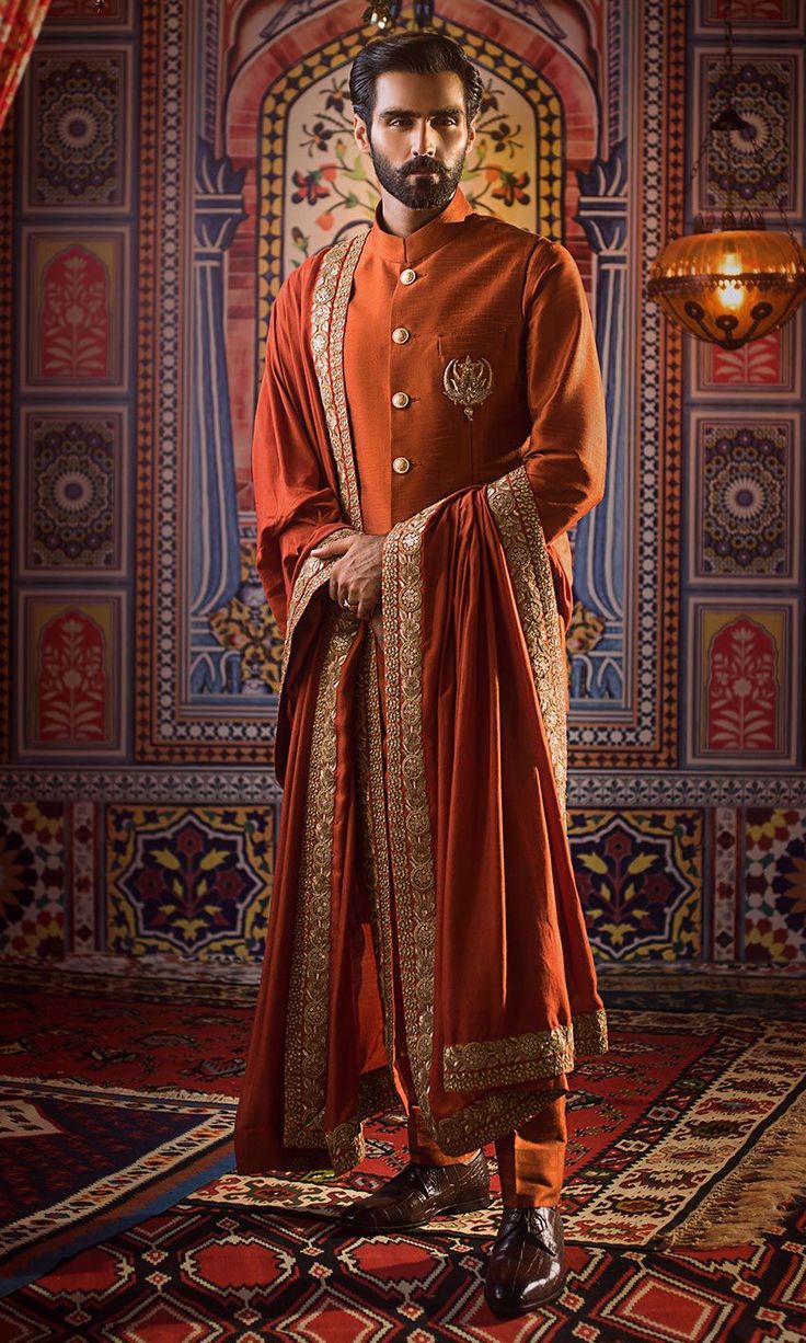 Raw Silk Kurta, Embroidered Waistcoat, Red Waistcoat, Wedding Dresses Indian, Red Kurta, Red Pajamas, Waistcoat Men, Raw Silk Fabric, Delicate Embroidery