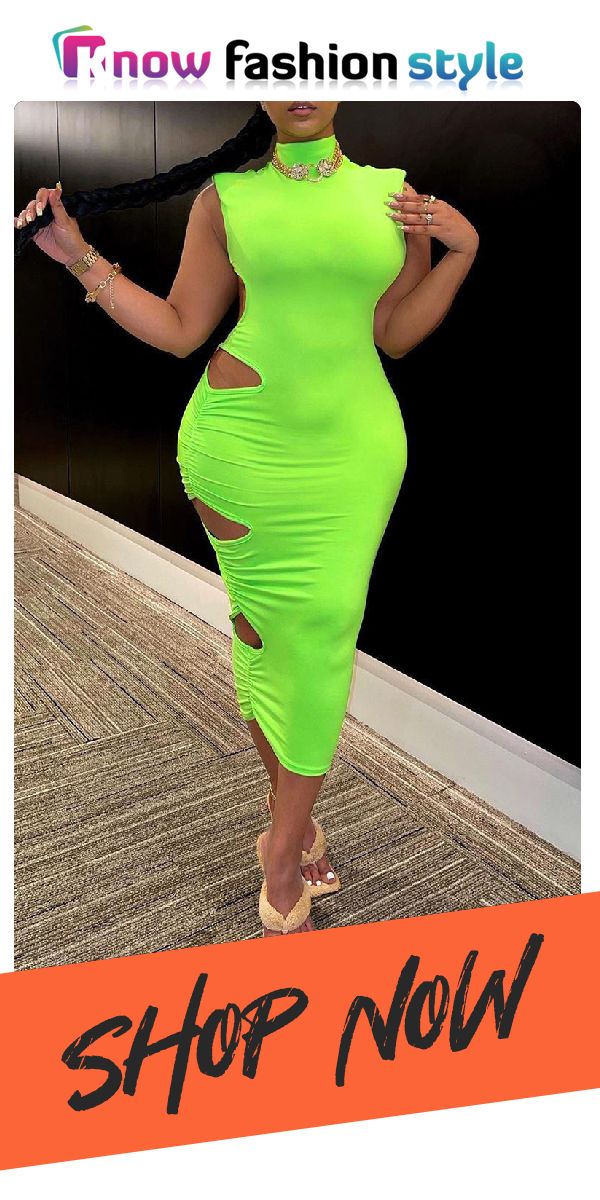 Green Sexy Solid Hollowed Out Half A Turtleneck Pencil Skirt Dresses Casual Knee-length Bodycon Dress For Club, Trendy Stretch Solid Color Bodycon Dress, Non-stretch Solid Color Bodycon Dress For Club, Trendy Stretch Bodycon Dress In Solid Color, Fitted Green Hollow Out Dress, Flirty Midi-length Bodycon Dress For Club, Green Fitted Bodycon Dress For Going Out, Flirty Midi Bodycon Dress For Club, Green Fitted Dress With Hollow-out Details